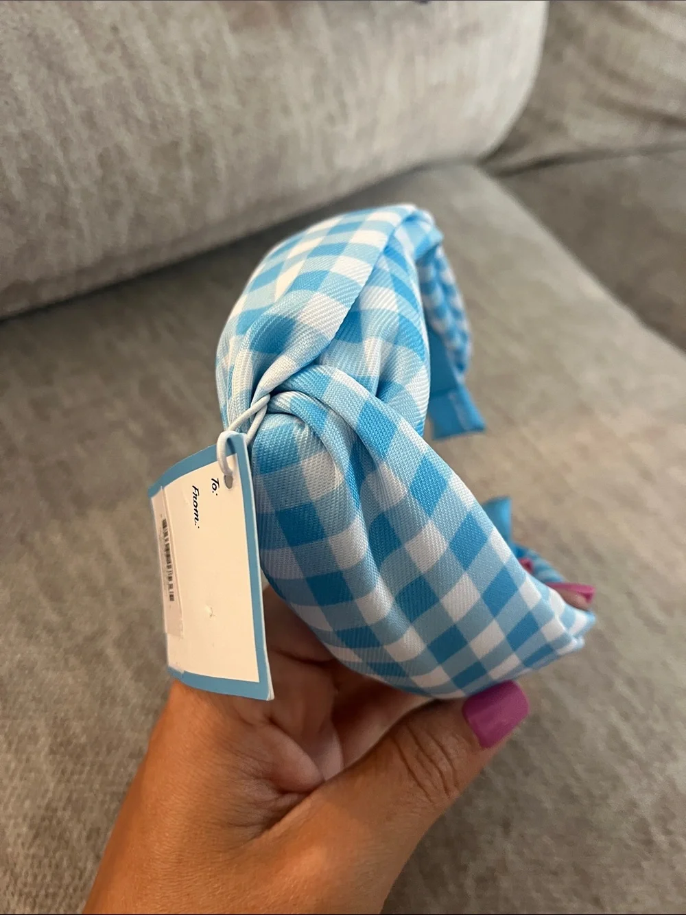 NWT Draper James Blue Gingham Knotted Headband
